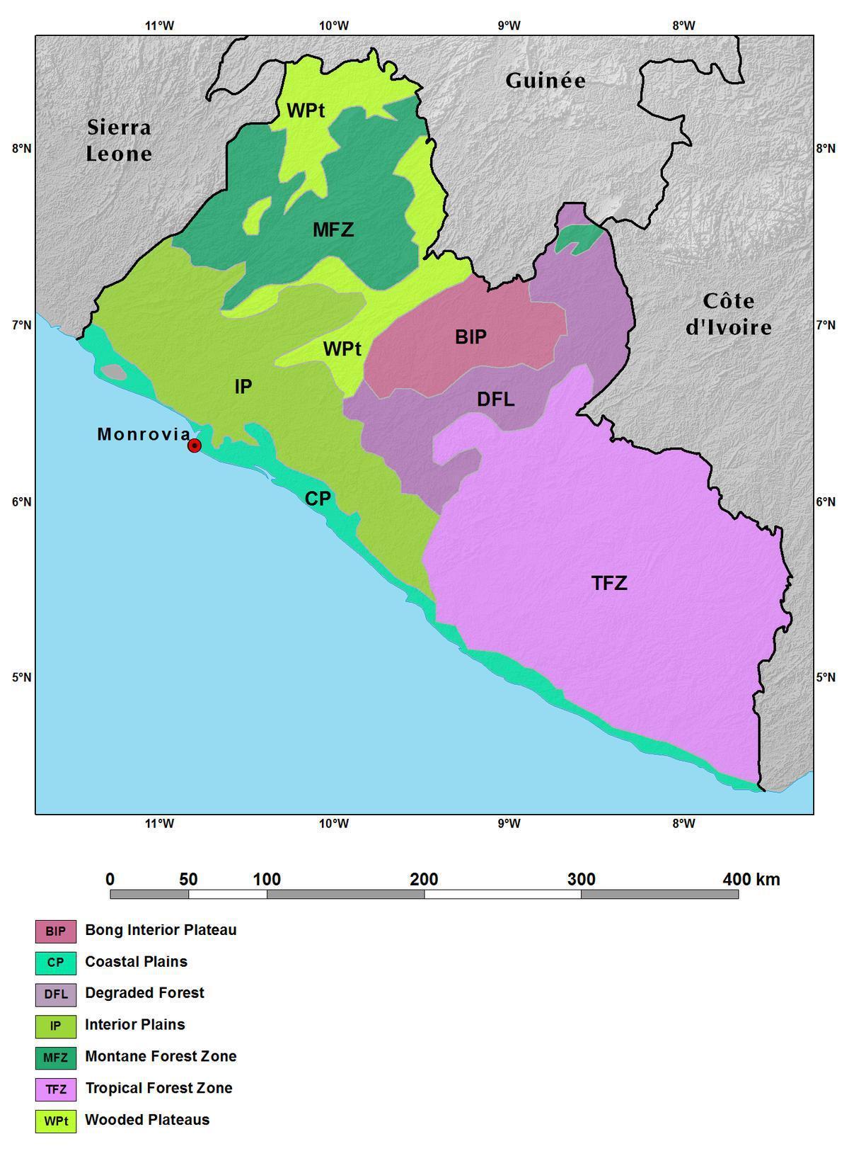 mapa Liberii góry