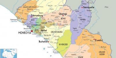 Mapa kraju Liberia 