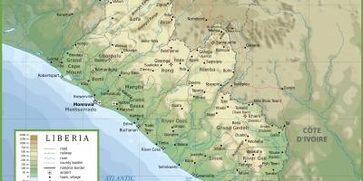 Narysować fizycznej mapie Liberii