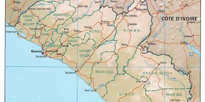 Mapa geograficzna mapa Liberii