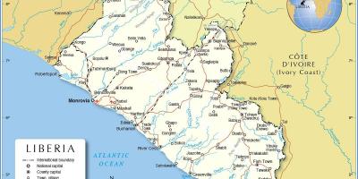 Mapa Liberii W Zachodniej Afryce