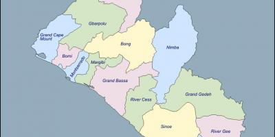Mapa okręgów administracyjnych Liberii 